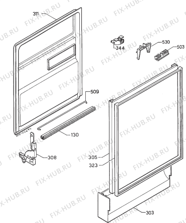 Взрыв-схема посудомоечной машины Zanussi ZBLACK MS - Схема узла Door 003